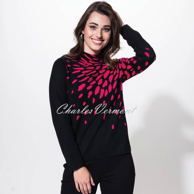 Alison Sheri Printed Black Diamante Sweater - Style A42126