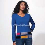 Alison Sheri V-neck Sweater With Rhinestone Detail - Style A42401