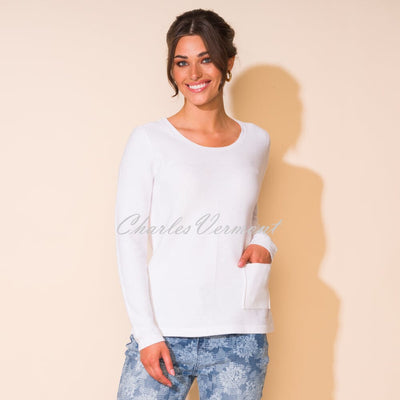 Alison Sheri Patch Pocket Sweater - Style A43010 (White)