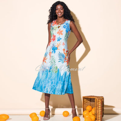 Alison Sheri Tropical Bird Dress With Keyhole Neckline - Style A43055