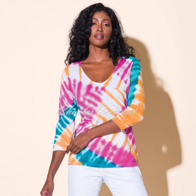 Alison Sheri Tie Dye Effect V-neck Sweater - Style A43259