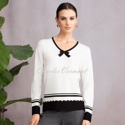 Alison Sheri Sweater Top with Bow and Pearl Detailing - Style A46365 (Off-white)