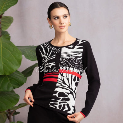 Alison Sheri Printed Sweater With Rhinestone Detailing - Style A46470