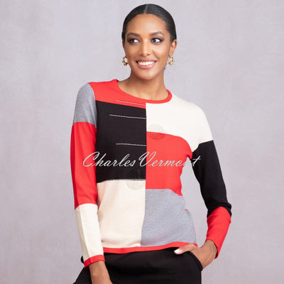 Alison Sheri Colour Block Sweater With Rhinestone Detailing  - Style A46489