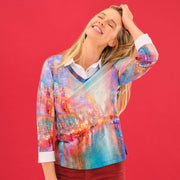 Dolcezza 'The Blue City' 2-In-1 Sweater With Shirt Insert - Style 75711