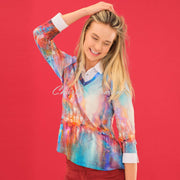 Dolcezza 'The Blue City' 2-In-1 Sweater With Shirt Insert - Style 75711