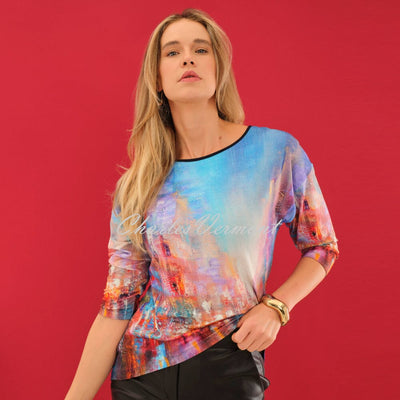 Dolcezza 'The Blue City' Top With Zip Back - Style 75713