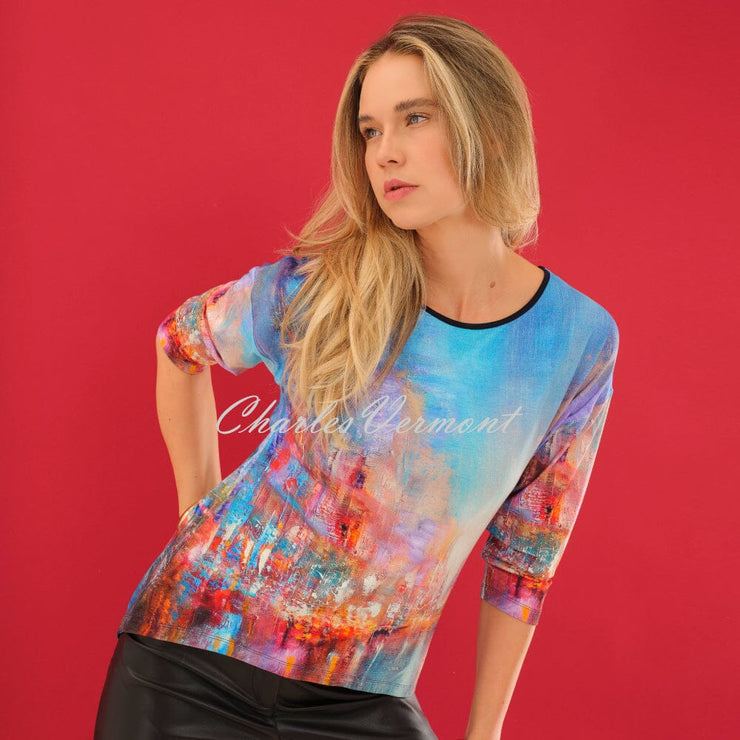 Dolcezza 'The Blue City' Top With Zip Back - Style 75713