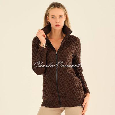 Dolcezza 'Basket Weave' Patterned Zip Jacket - Style 75183 (Brown)