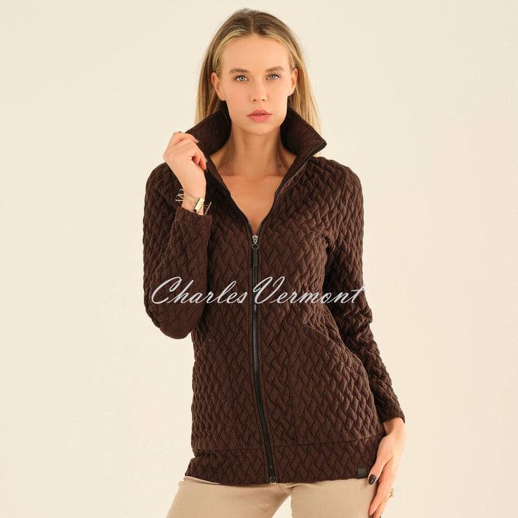 Dolcezza 'Basket Weave' Patterned Zip Jacket - Style 75183 (Brown)