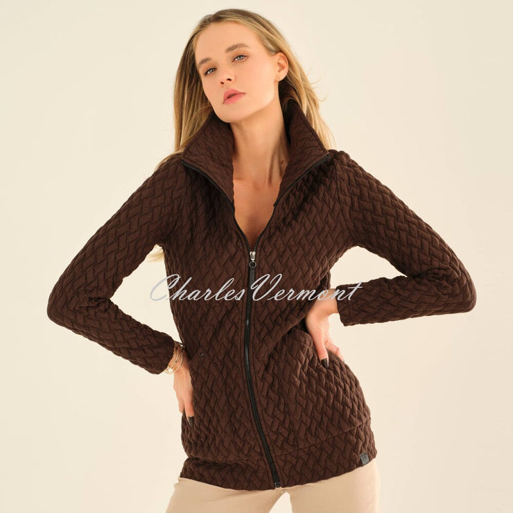 Dolcezza 'Basket Weave' Patterned Zip Jacket - Style 75183 (Brown)