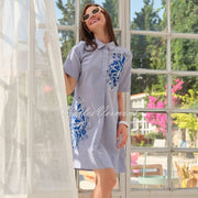 Dolcezza 'Blue Lotus' Striped Shirt Dress - Style 25157