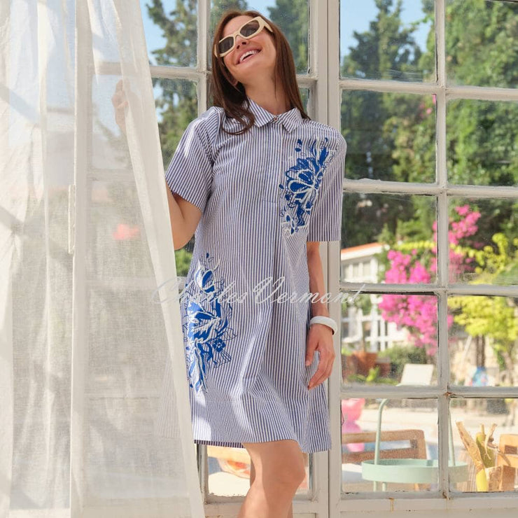 Dolcezza 'Blue Lotus' Striped Shirt Dress - Style 25157
