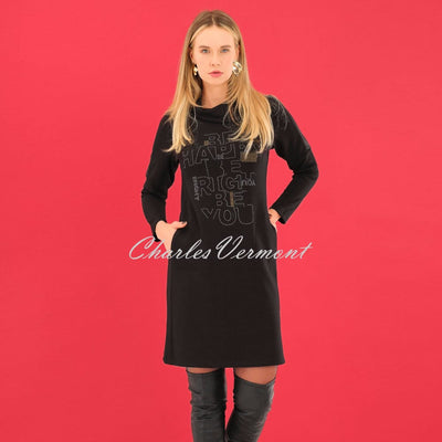 Dolcezza 'Bold & Black' 'Be Happy' Dress With Rhinestone Detail - Style 75115