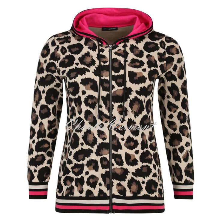 Doris Streich Leopard Print Hooded Zip Jacket - Style 164137-80