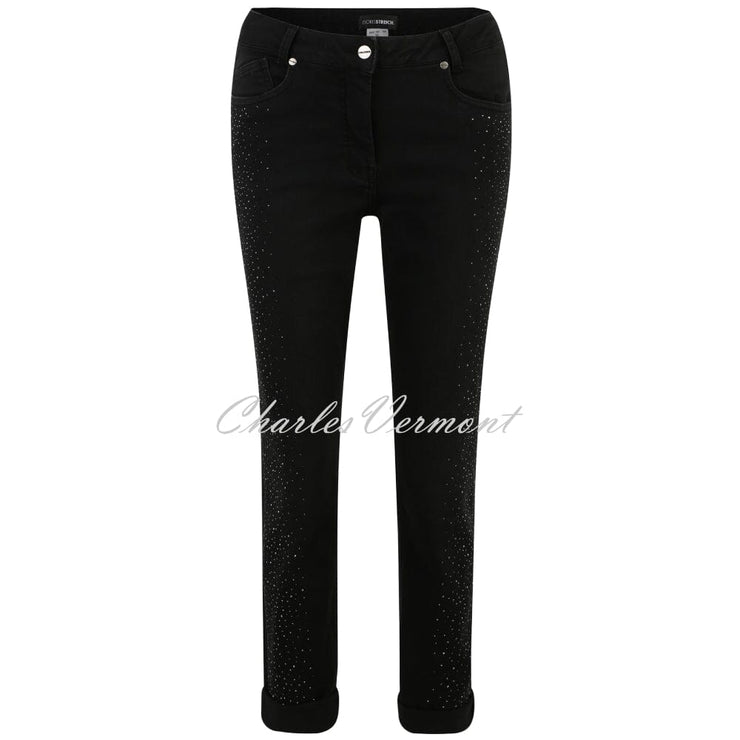Doris Streich Black And Silver Rhinestone Jeans - Style 845197-99