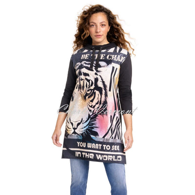 Doris Streich Animal Print Longline Tunic Top - Style 449151-42