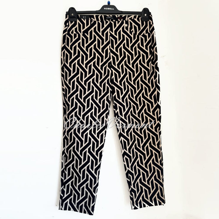 Robell Bella 09 - 7/8 Cropped Trouser - Style 51560-5640-90 (Geometric Print)