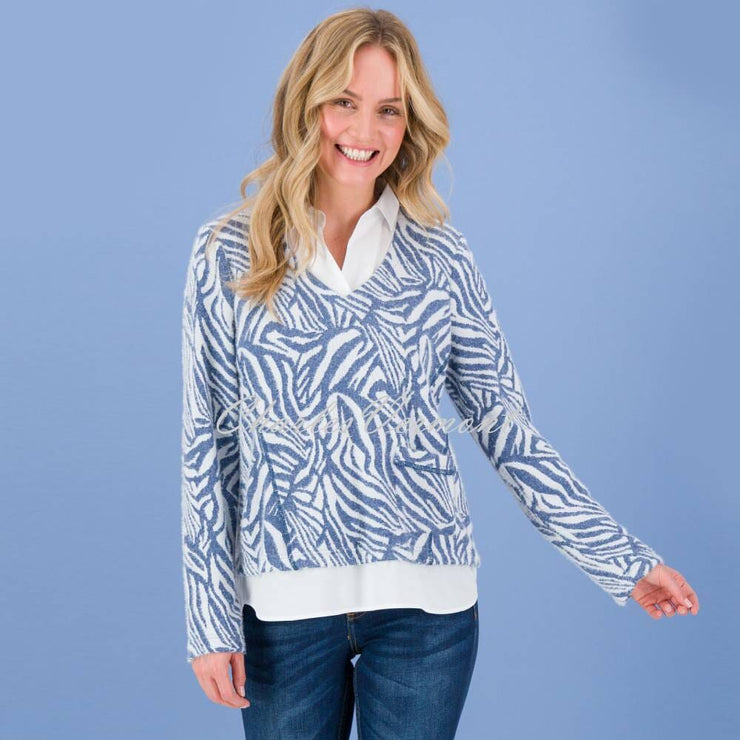 Just White Two-In-One Sweater Blouse - Style J3445