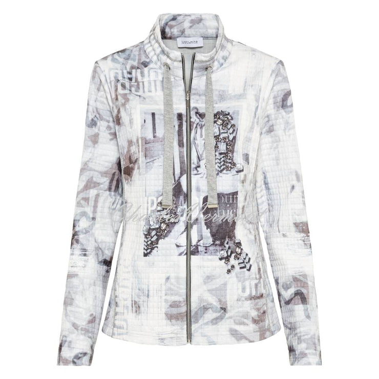 Just White Zip Jacket - Style J3579