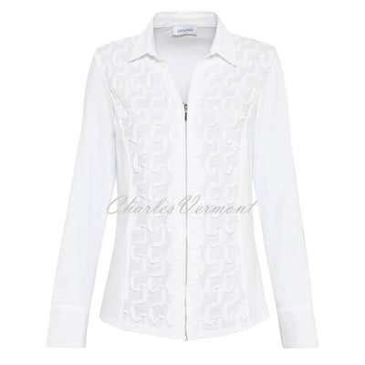 Just White Zip Blouse - Style J3614