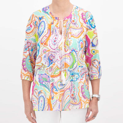 Just White Paisley Print Blouse - Style J4242