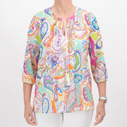 Just White Paisley Print Blouse - Style J4242