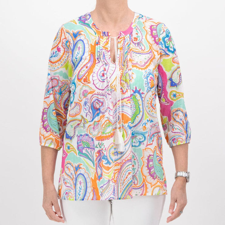 Just White Paisley Print Blouse - Style J4242