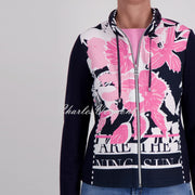 Just White Floral Quilted Zip Jacket - Style J4265
