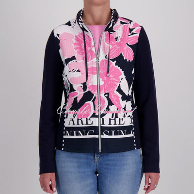 Just White Floral Quilted Zip Jacket - Style J4265