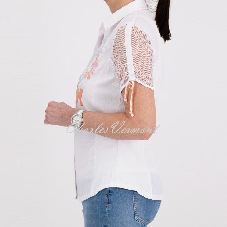 Just White Blouse With Rhinestone Detail - Style J4275