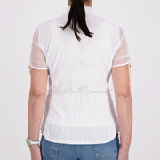 Just White Blouse With Rhinestone Detail - Style J4275