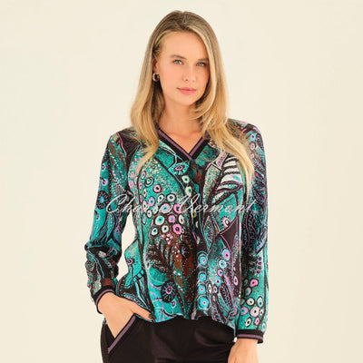 Dolcezza 'Enchanted Island' V-Neck Top With Collar - Style 75723