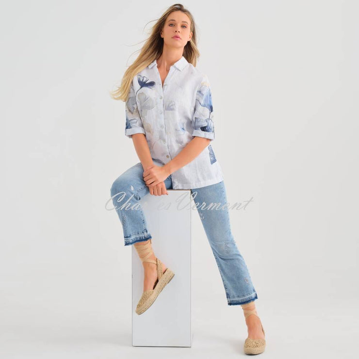 Dolcezza 'Indigo Melody' Linen Blouse - Style 25790