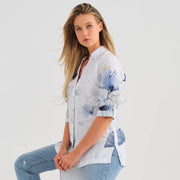 Dolcezza 'Indigo Melody' Linen Blouse - Style 25790