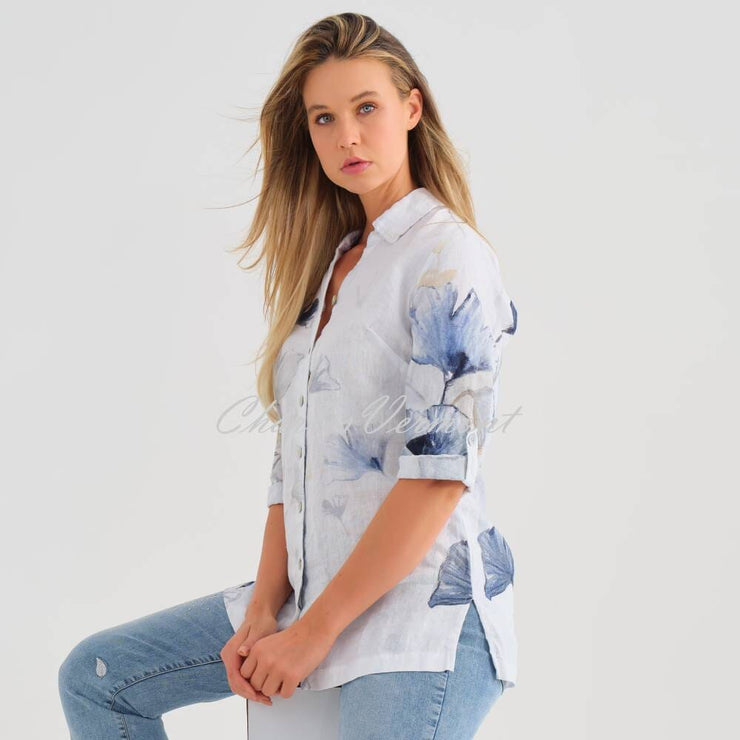Dolcezza 'Indigo Melody' Linen Blouse - Style 25790