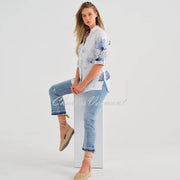 Dolcezza 'Indigo Melody' Linen Blouse - Style 25790
