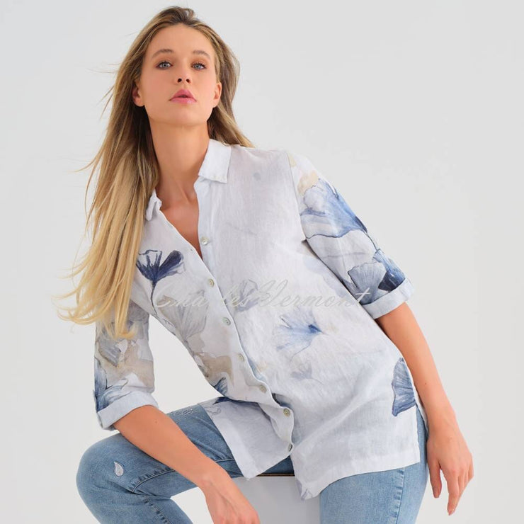 Dolcezza 'Indigo Melody' Linen Blouse - Style 25790