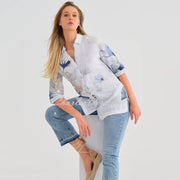 Dolcezza 'Indigo Melody' Linen Blouse - Style 25790