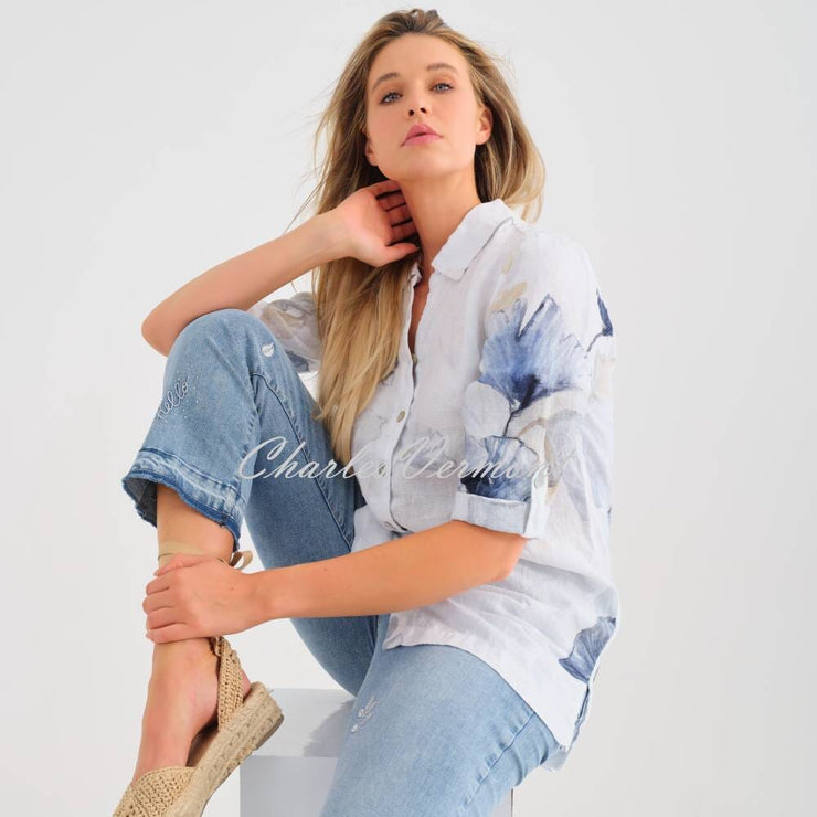 Dolcezza 'Indigo Melody' Linen Blouse - Style 25790