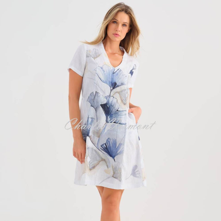 Dolcezza 'Indigo Melody' Linen Dress - Style 25793