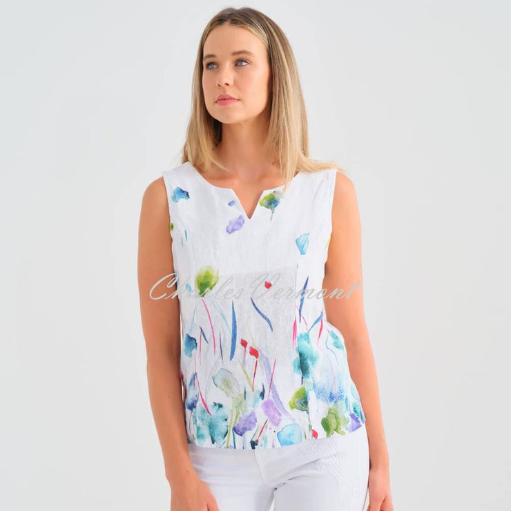 Dolcezza 'Misty Blossom' Sleeveless Linen Top - Style 25780