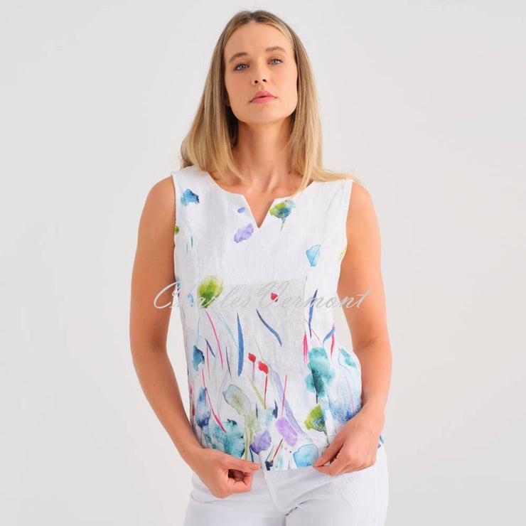 Dolcezza 'Misty Blossom' Sleeveless Linen Top - Style 25780