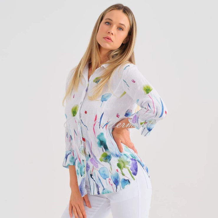 Dolcezza 'Misty Blossom' Linen Blouse - Style 25781