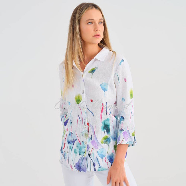 Dolcezza 'Misty Blossom' Linen Blouse - Style 25781