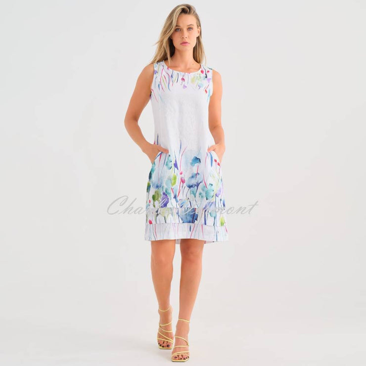 Dolcezza 'Misty Blossom' Sleeveless Linen Dress - Style 25782