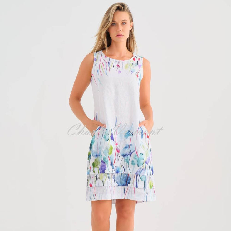 Dolcezza 'Misty Blossom' Sleeveless Linen Dress - Style 25782