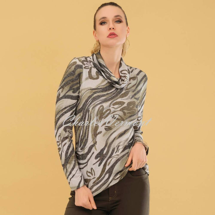 Dolcezza Cowl Neck Top - Style 73182 (Khaki)Dolcezza Cowl Neck Top - Style 73182 (Khaki)