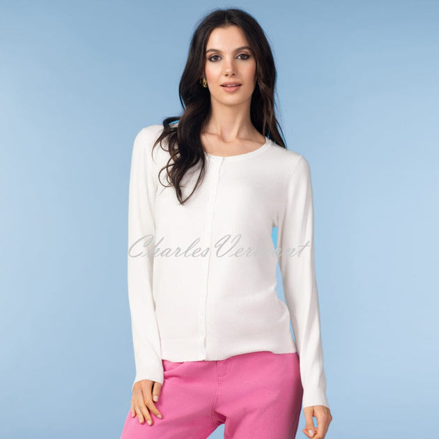 Alison Sheri Button Cardigan - Style YRE701 (Off-White) | Charles ...