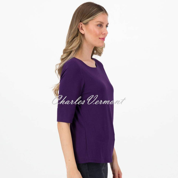 Just White Half Sleeve Top - Style J3607 (Purple)